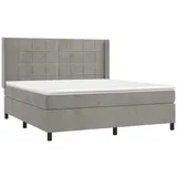 vidaXL Boxspringbett mit Matratze & LED Hellgrau 160x200 cm Samt