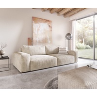 DeLife Big-Sofa Lanzo XL 270x130 cm Cord Beige mit Hocker