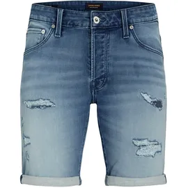JACK & JONES "JJIRICK JJICON I.K. SHORTS GE 136 SN", Herren, Gr. XS, N-Gr, blau (blau denim), Web, Obermaterial: 48% Baumwolle, 26% Viskose, 25% Polyester, 1% Elasthan, unifarben, regular fit kniefrei, Hosen Shorts, im Five-Pocket Style