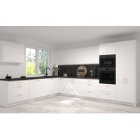 L-Form Küchenzeile SALO Einbauküche 268x387cm REJS Vollauszug weiß Fronten weiß
