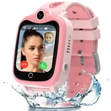 Smartwatch Kinder, 4G Kinder Smartwatch mit GPS und Telefon, IP68 Wasserdicht GPS Uhr Kinder mit Anruffunktion Videoanruf SOS Handy Spiel Voice Chat Wecker Schulmodus, Geschenke für Mädchen Jungen