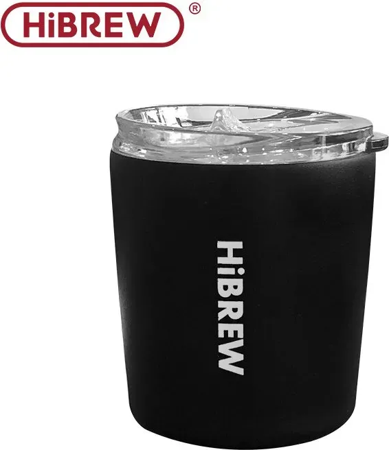 HiBREW 240ml Portable Hanging Ear Style Coffee Thermal Mug Foldable Filter Stainless Steel Double Wall Vacuum Insulated Coffee Cup - Black