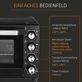 Homcom Mini Backofen 32L Schwarz