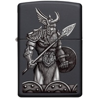 Zippo – Sturmfeuerzeug, Armed Odin, Color Image, Black Matte, nachfüllbar, in hochwertiger Geschenkbox