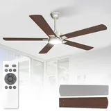 ORTHLAND Leise 132cm Deckenventilator mit Beleuchtung, Groß Deckenventilator mit Licht und Fernbedienung, LED Lampe mit Ventilator für Schlafzimmer, Terrasse, Kinderzimmer, Umkehrbare DC Motor