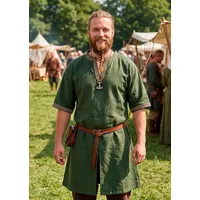 Vehi Mercatus Wikinger-Kostüm Klassische Wikinger Tunika grün "Arvid" mit Knotenmuster, kurzarm grün L | L