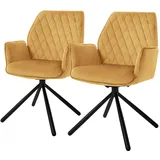 ML DESIGN modern liv ML-Design Esszimmerstühle 2er Set Samt Wohnzimmerstuhl mit Arm- und Rückenlehne, Drehstuhl Auto-Position, Polsterstuhl mit Metallbeine, Ergonomische Sessel drehbar, Küchenstuhl Loungesessel
