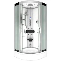 AcquaVapore Duschkabine Komplettdusche mit Schiebetür 90 x 90 cm weiß Sicherheitsglas D46-50M1
