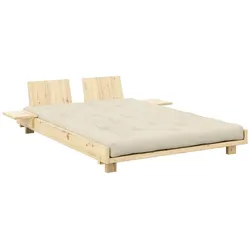 KARUP Design - Social Bett 140 x 200 cm, komplett -Set, beige / Kiefer klar