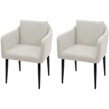 Mendler 2er-Set Esszimmerstuhl HWC-H93, Küchenstuhl Lehnstuhl Stuhl - Stoff/Textil creme-beige