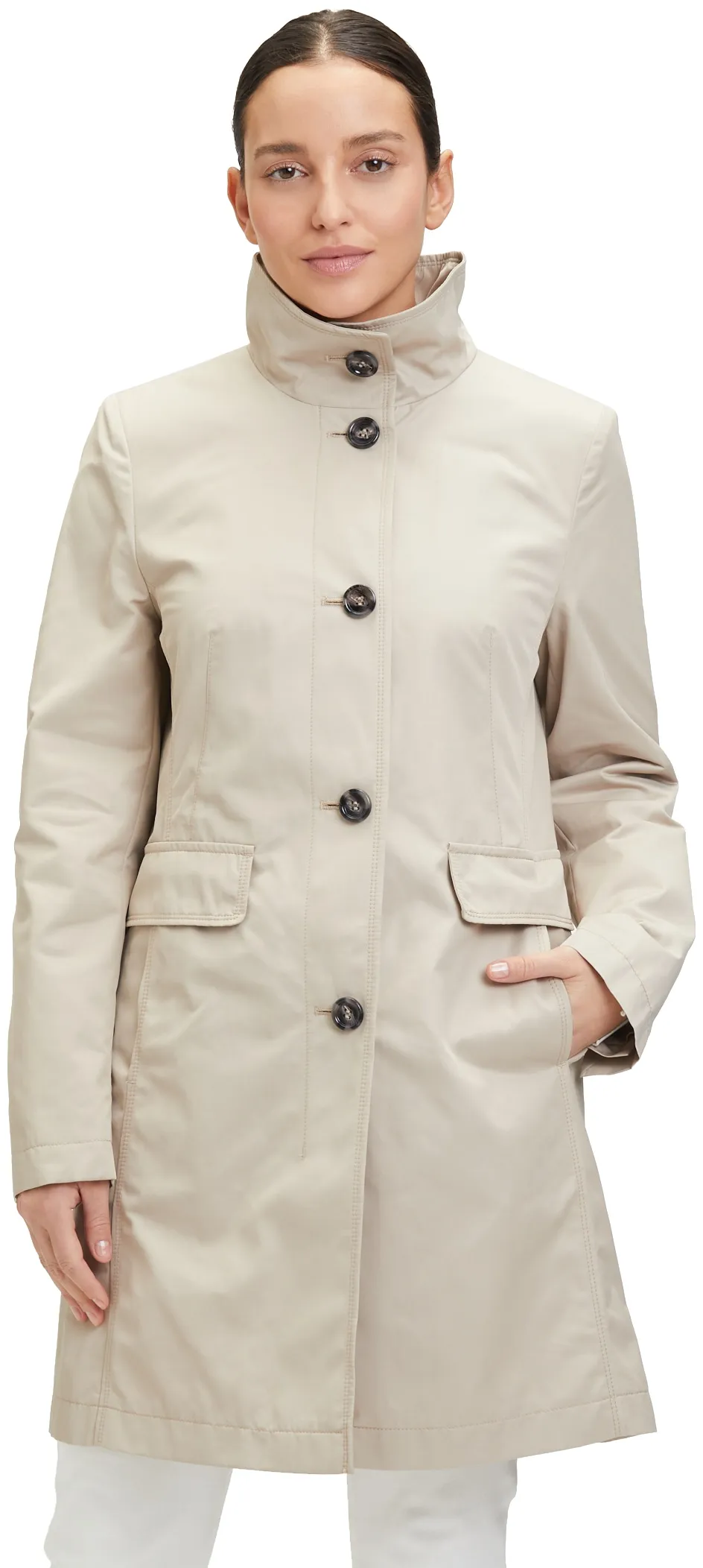 Outdoorjacke GIL BRET Gr. 48, grau (cement) Damen Jacken Lange mit Bindegürtel und tailliert
