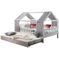 TICAA TiCAA Kinderbett Hausbett mit Tüll Kim 90x200 cm,