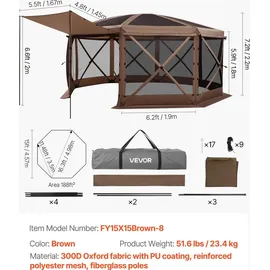 Vevor Pop-up-Pavillon 4,57x4,57m Braun