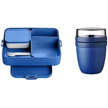 Mepal 2-tlg Starter Set Snacks to go – Bento-Lunchbox Large mit Lunchpot - praktischer Müslibecher – Brotdose mit Fächern geeignet für bis z