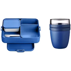 Mepal 2-tlg Starter Set Snacks to go – Bento-Lunchbox Large mit Lunchpot - praktischer Müslibecher – Brotdose mit Fächern geeignet für bis z