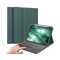 Fintie Tastatur Hülle für iPad Pro 11 2022/2021/ 2020/2018, iPad Pro 11 Hülle mit magnetisch Abnehmbarer Deutscher Tastatur und Touchpad Keyboard mit QWERTZ Layout, Dunkelgrün