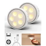 Goodea.Fun LED Schrankbeleuchtung Unterbauleuchte Akku mit Tap Control und Fernbedienung, Dimmbare Warmweiß Led Spot Akku Puck Light,Schrankleuchte Kleiderschrank Beleuchtung [2 Stück]