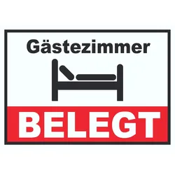 Gästezimmer BELEGT Schild  Zimmer BELEGT A6 Rückseite selbstklebend