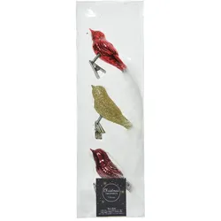3 Glasvögel auf Clip Christbaumschmuck & Weihnachtsbaumschmuck Vögel Weihnachtskugeln Weihnachtsbaum Mix gold rot ochsenblut