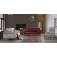 JVmoebel Sofa Moderne Couchgarnitur 3+3+1 Sitzer Luxus Sofas Set Polster Möbel 3tlg., Made in Europe beige|rot