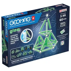 Geomag Glow Blocks Recycled, Magnetbausystem, 60 Teile