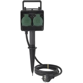 Sygonix SY-5231004 Gartensteckdose 2fach Schwarz, Standard-Grün (seidenmatt) erhöhter