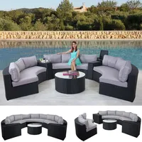 MCW Polyrattan Lounge-Set Luxus XXL anthrazit/grau