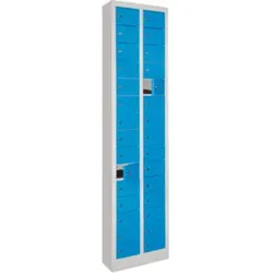 Pavoy Kleinfachschrank, 2 x 15 Fächer, Korpus Lichtgrau/ Front Lichtblau