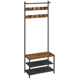 VASAGLE Garderobenständer Garderobe mit 9 Haken, aus Metall, 180 x 64cm