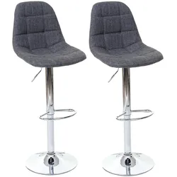 Mendler 2er-Set Barhocker HWC-A67, Barstuhl Tresenhocker ~ grau, Textil