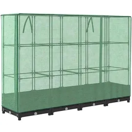 vidaXL Hochbeet mit Gewächshaus-Aufsatz Rattan-Optik Schwarz 160 x 123 x 40 cm