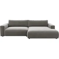 Ecksofa MUSTERRING "LUCIA L-Form", silber (silber samt), B:296cm H:81cm T:190cm, Flachgewebe VALMONT (60% Baumwolle/40% Leinen);Leder PURO, pigmentiertes Leder;Microfaser CRONA (100% Polyester);Flachgewebe FLORIS (100% Polyester);Leder BAX, pigmentiertes Leder, Sofas, Ecksofa