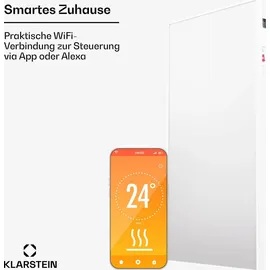 Klarstein Infrarotheizung mit Thermostat, 480W Elektroheizung, Smart Home Infrarotheizung zur Wandmontage, IR mit App-Steuerung & Erkennung Offener Fenster, Effizienter Feuchtraum Heizkörper CO2-Frei