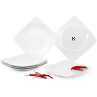 Konsimo® Tellerset, Weiß, Keramik, Quadratisch, Hergestellt in Europa, Essen