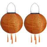 Yeehliny Solar Lampions Außen Wetterfest Solarlampiongs Outdoor Hängend Solar Lampion mit Quasten, 30cm Papierlaterner Aus Nylon, Solar Laterne Solarlampen für Außen Garten Balkon (2pcs/Orange)