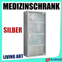 Medizinschrank Living Art, Abschließbar, Edelstahltgehäuse ca 27x12x57 cm silber