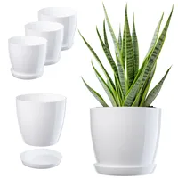 Kadax Blumentopf mit Untersetzer, aus Kunststoff, rund, 28 cm,