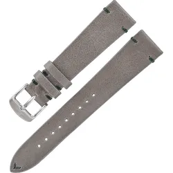 Laco Leder Fliegerarmband 20mm 402258.XL - grau mit grünen Ziernähten