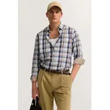 Bugatti Langarmhemd kariert Braun 3XL