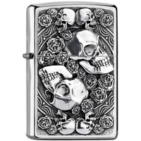 Zippo Feuerzeug Skull and Roses ROSES-200-Zippo Collection 2019-2005891-49,95 €, Silber, smal