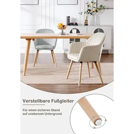 Woltu Esszimmerstuhl Samt Cremeweiß 4er Set