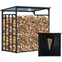 Quick Star Kaminholzregal Metall 185 x 100 x 185 cm mit Wetterschutz Anthrazit