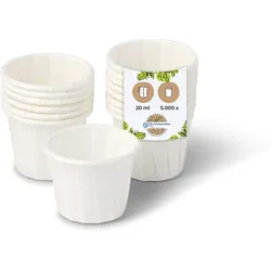 BIOZOYG 5000 Stück Mini-Schalen 20ml weiß, Probierbecher, Einwegschälchen Dipschalen Papier für Dips, Saucen, Fingerfood, umweltfreundlich, robust
