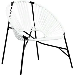 vidaXL Gartenstuhl in Ei-Form Schwarz und Weiß Poly Rattan