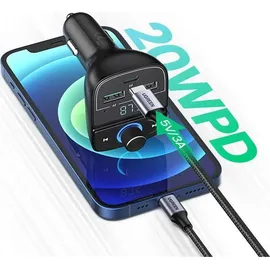 UGREEN FM Transmitter Bluetooth 5.0 MP3 Car Charger - Schwarz