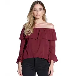 vestino Off-Shoulder Bluse mit Volant Sommer-Bluse Frühlings-Bluse 900880 Rot - 44