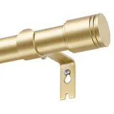 USFOOK Gardinenstange Gold, Metall Vorhangstange 80 bis 365 cm für ösenvorhang, 25mm Durchmesser Teleskop Gardinenstange mit Halterung, Zylindrischen Endstück