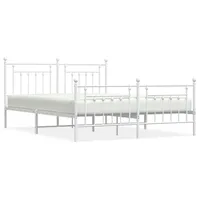 VidaXL Bettgestell mit Kopf- und Fußteil Metall Weiß 180x200