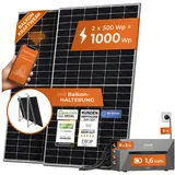 Solarway All In One 1000W Balkonkraftwerk komplett Solarpaket mit 1,6 kWh Anker Solix 2 PRO Speicher, Plug&Play