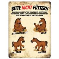 Trendaffe Metallschild XL mit Pferde Motiv und Spruch: Bitte